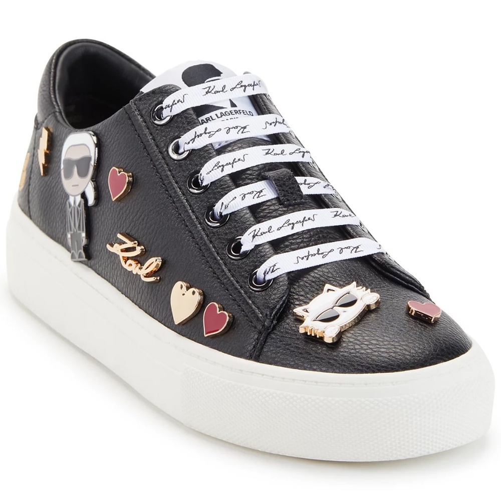 Karl Lagerfeld Paris Women's Cate Embellished Sneakers, Black, Size 7 NEW IN BOX